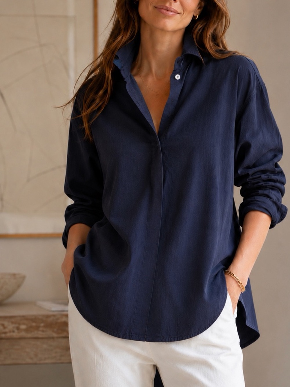ANN MASHBURN 100% Cotton Button Down Shirt